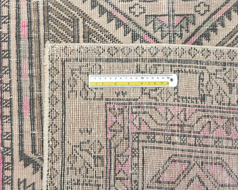 11 Ft Vintage Brown Persian Style Hand Knotted Distressed Low Pile Wool Runner Rug